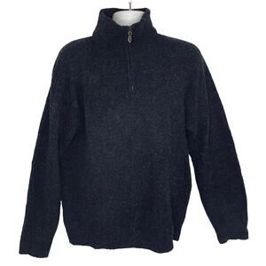 Northern Isles Merino Wool Men's Sweater Medium Quarter Zip Black‎ Stretch